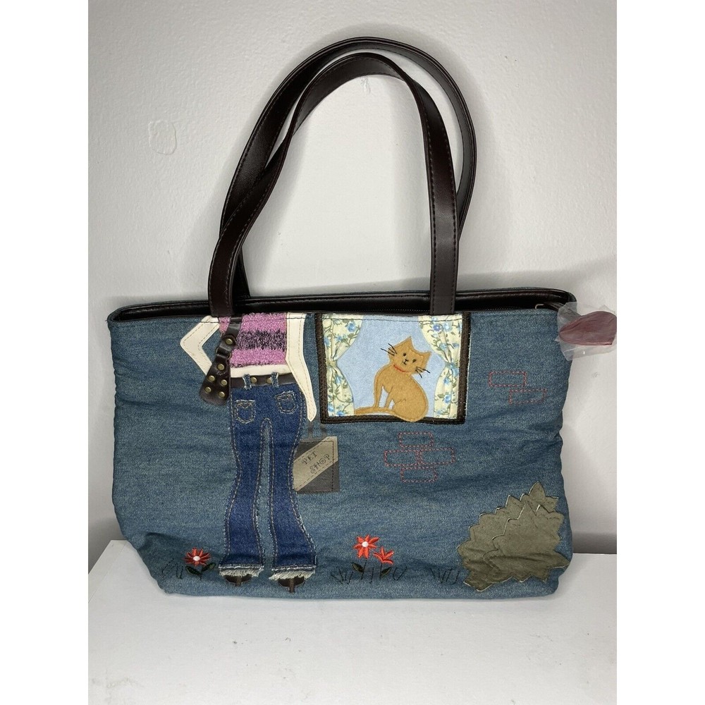 Vintage y2k Faded Glory Purse Pet Shop Denim Heart Zipper